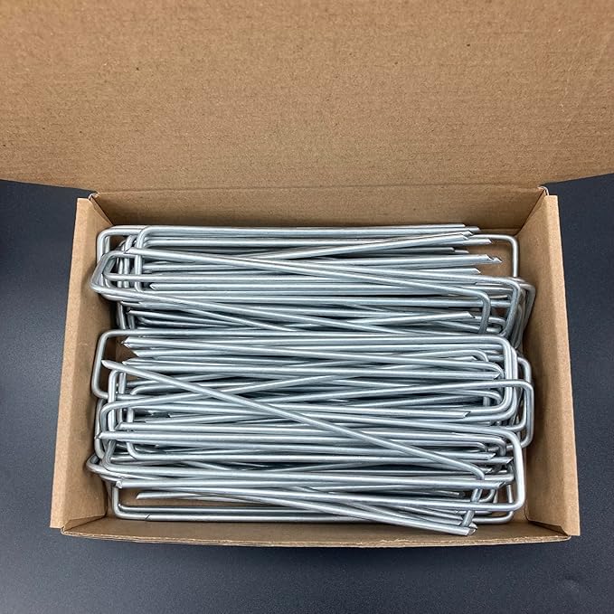 6 Inches Heavy Duty Galvanized Steel Garden Stakes Staples Securing Pegs for Securing Weed Fabric Landscape Fabric Netting Ground Sheets and Fleece, Christmas Decoration, Accessories (20)