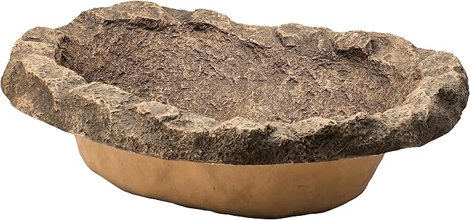 Small Flower Faux Rock Fiberglass Garden Decorative Water Pond, 17 Gallon Sandstone Outdoor Patio Bed Waterfall Pond