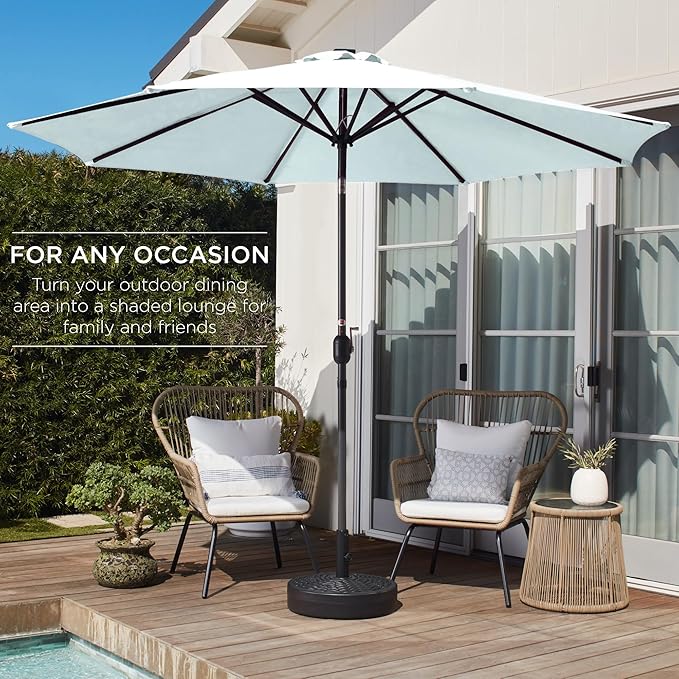 Best Choice Products 10ft Outdoor Steel Polyester Market Patio Umbrella w/Crank, Easy Push Button, Tilt, Table Compatible