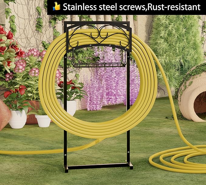 Fire Beauty Garden Hose Holder,Freestanding Water Hose Holder,In ground Hose Rack Organizer for Outdoor,Detachable Water Hose Holder Stake,Hose Reel Stand,Hose Hanger Rack for Outside Lawn Yard