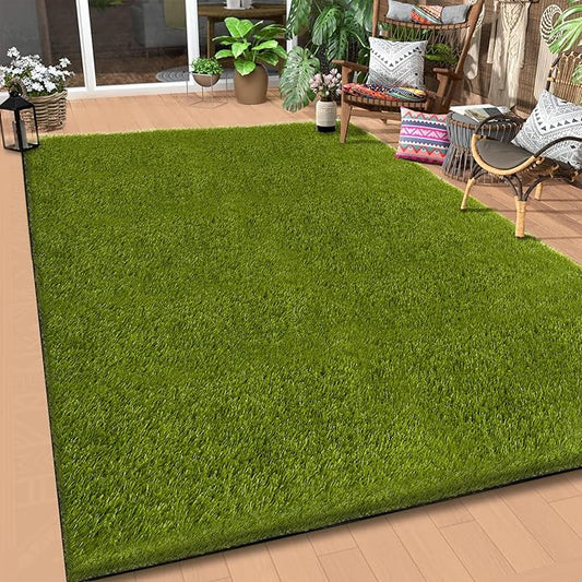 Artificial Grass Outdoor, 5x8 Ft Realistic Artificial Turf Grass Rug, Large Fake Grass for Dogs Indoor Outdoor Garden Lawn Landscape Patios Decoration