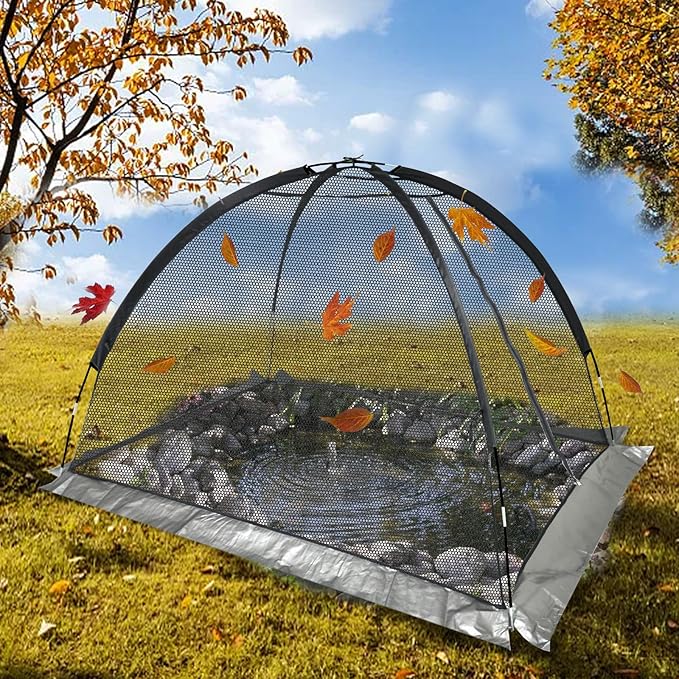 Pond Cover Dome: Protective Netting Tent for Outdoor Fish Koi Ponds Garden Leaves Vegetable Plant Care Use 13X17FT