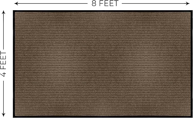 LuxUrux Striped Brown Door Mat - Heavy-Duty, Indoor/Outdoor, Waterproof, Low-Profile (4x8 Feet) - Durable Solution for High Traffic Areas