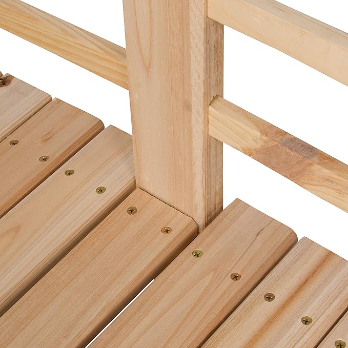 Shine Company 4981N 5 Ft. Cedar Wood Garden Bridge with Side Rails, Natural