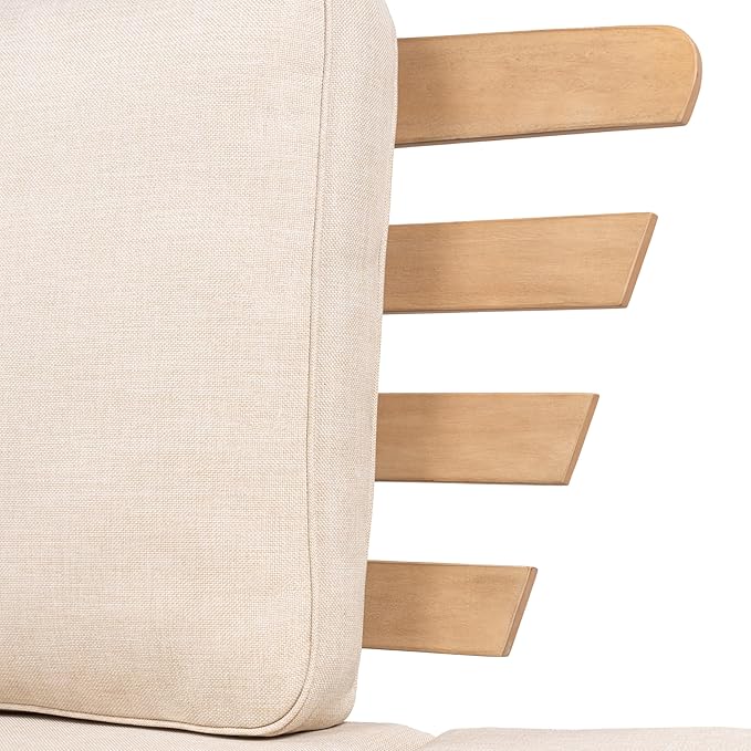 JONATHAN Y SFB1000A Hartley 2-Seat Modern Scandinavian Folding Wood Outdoor Day Bed Sofa Mid-Century, Classic, Transitional, Industrial for Backyard, Patio, Porch, Beige/Light Teak