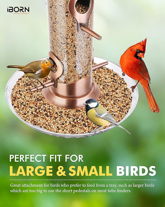 iBorn Bird Feeders Seed Catcher for Outside Hanging 6 Port Bird Feeder for Cardinal Birds Aluminium Metal,Brushed Copper Finishing 14 Inch 6 Port (Seed is not Included)