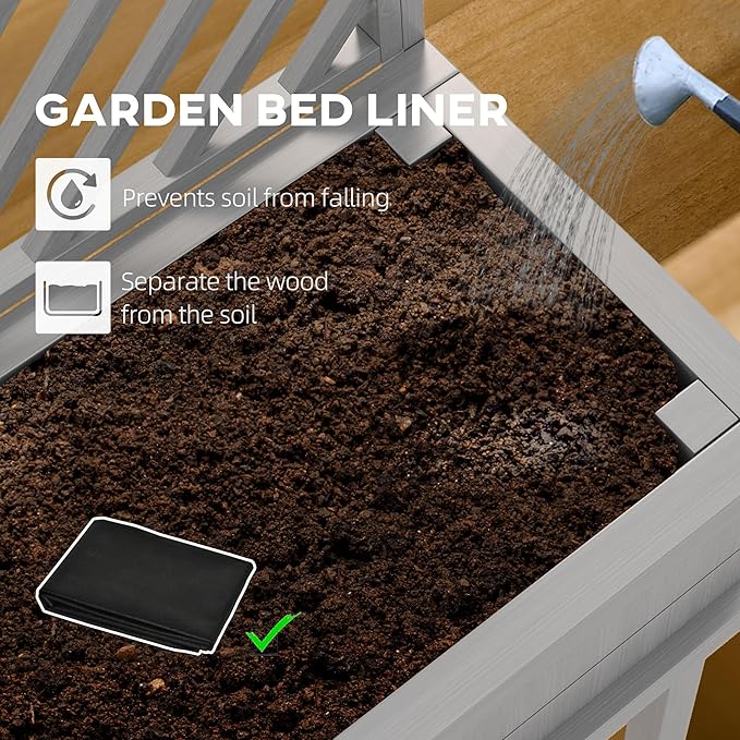 Outsunny Raised Garden Bed with Trellis for Climbing Plants, Vegetable, Grape Vines, Elevated Planter Box with Legs, Drainage Holes and Filter for Outdoor Garden, Patio, Gray