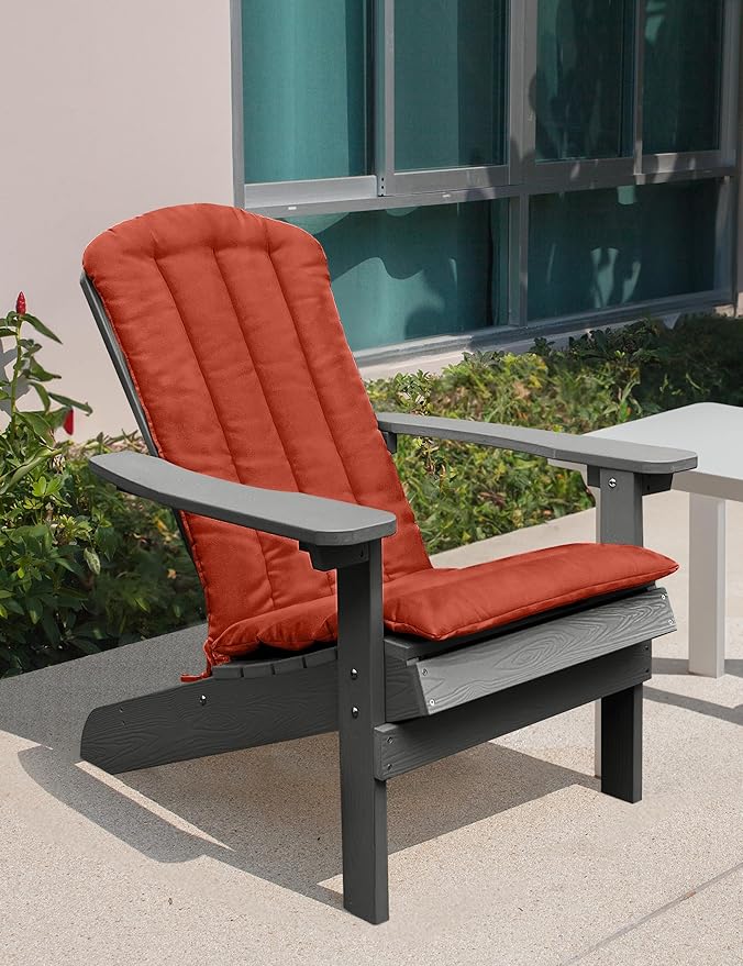 YEFU Adirondack Chair Cushion, Rocking Chair Cushions with Straps, Folding Patio Chair Pad for Indoor and Outdoor, 19.7x18.9x1.5 Inch, Burnt Orange, 4-Pack