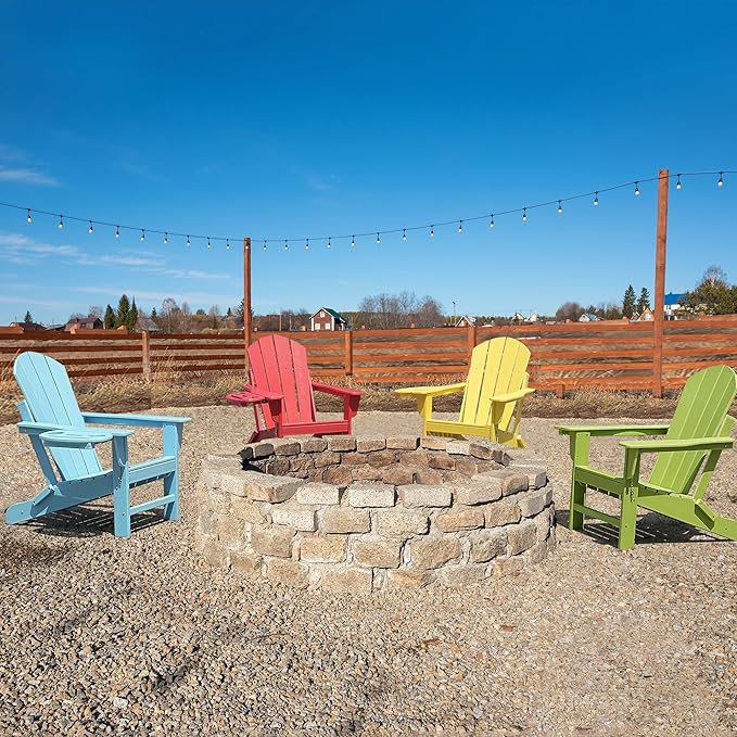 Adirondack Chair Set of 2, HDPE Folding Adirondack Chair with Multifunctional Cup Holder, Weather Resistant Fire Pit Chair for porches, patios, patios, poolsides, Decks.