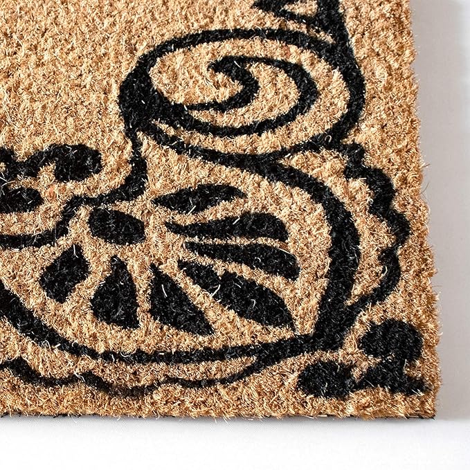LuxUrux Welcome Mats Outdoor Coco Coir Doormat, with Heavy-Duty PVC Backing - Natural - Perfect Color/Sizing for Outdoor/Indoor uses. (17 x 30, Marzipan)