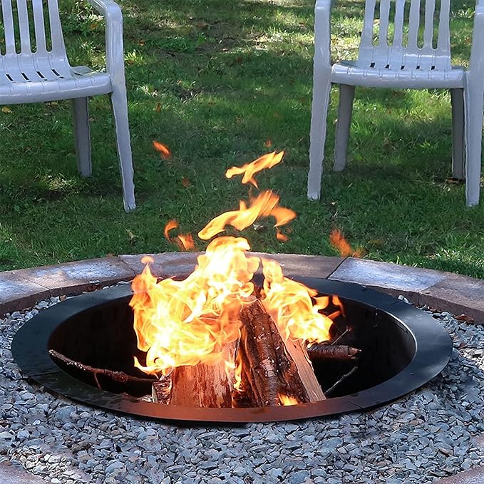 Sunnydaze Outdoor Fire Pit Ring - Heavy-Duty Round Steel Fire Ring Insert - DIY Above or In-Ground - 45-Inch Outer/39-Inch Inner Diameter