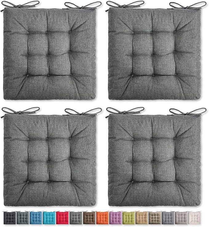 SQUARE MOON 4 Pack Chair Cushions, Seat Cushions, Chair Pads, Chair Mat for Indoor, Outdoor Dining Chair, Kitchen Chairs, Dining Room Chairs (16" × 16" × 4 Pack, Grey)