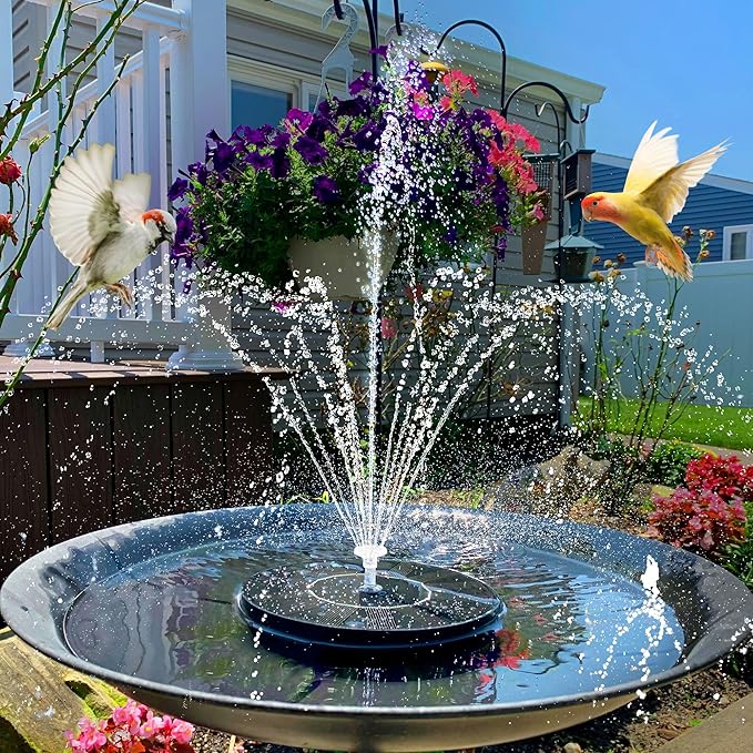 2 Pack Solar Power Bird Bath Fountain Pump with Remote, 3.5W LED Colorful Light and 2200mAh Battery Birdbath Solar Power, Floating Water Fountain Pump for Pond, Garden, Fish Tank