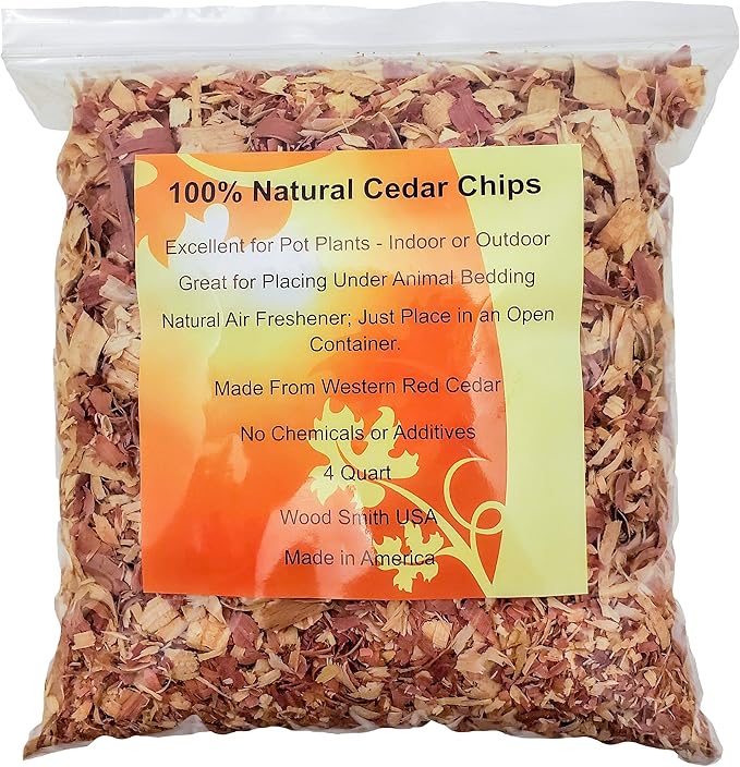 100% Natural Cedar Shavings | Mulch | Great for Outdoors or Indoor Potted Plants | Dog Bedding (16 Quart)
