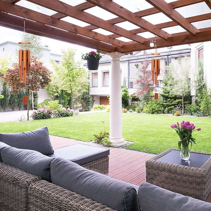 Vinsot 2 Pieces Bamboo Wind Chimes for Outside 30 Inches Wooden Classic Zen Rustic Chimes Deep Tone with Wind Catcher for Relaxation Patio Garden Indoor (Classic Bamboo)