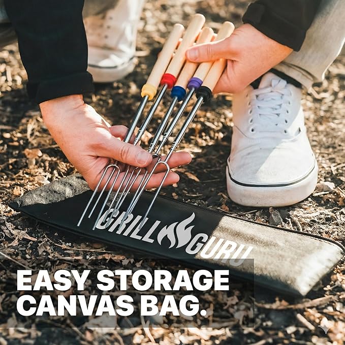 Smores Sticks for Fire Pit - Accessories for Campfire Marshmallow Roasting Sticks Smores Kit Outdoor-Smore Skewers Hot Dog Fork For Outside, Camping Essentials Bonfire Gear Long 32" 10 Pack