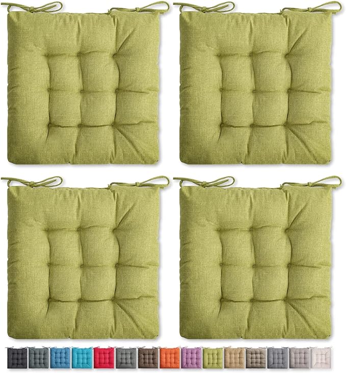 SQUARE MOON 4 Pack Chair Cushions, Seat Cushions, Chair Pads, Chair Mat for Indoor, Outdoor Dining Chair, Kitchen Chairs, Dining Room Chairs (16" × 16" × 4 Pack, Light Green)