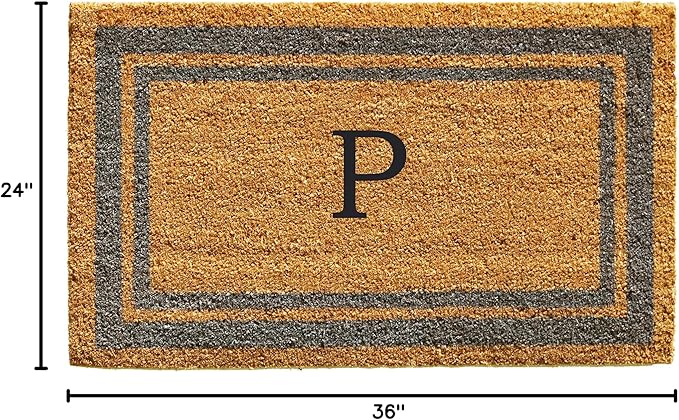 Calloway Mills 153022436P Periwinkle Border 24" x 36" Monogram Doormat, (Letter P)