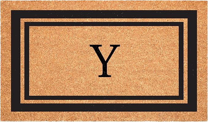 Calloway Mills 152962436Y Black Border 24" x 36" Monogram Doormat, (Letter Y)