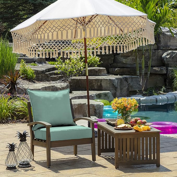 Arden Outdoor Foam Deep Seat Cushion Set, 24 in x 24 in, Weather-Proof, Rain-Proof, Fade Resistant Patio Cushion, Bottom and Back Cushion for Chair, Sofa, and Couch Aqua Leala