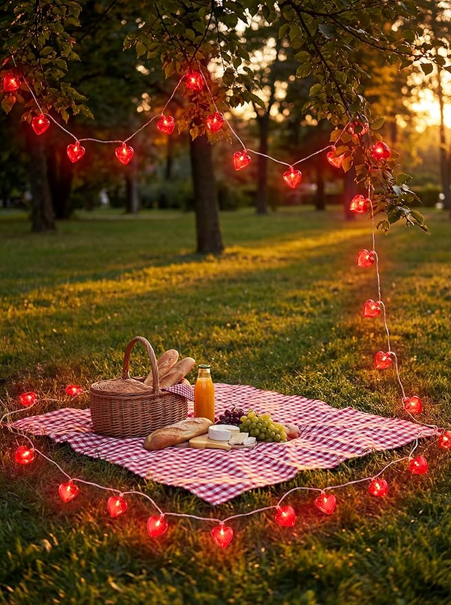 Valentines Day Decorations Lights, 8.5FT 10 LED Red Heart String Lights Plug in, Connectable Valentine's Day Fairy Lights for Wedding Indoor Room Outdoor Holiday Party Christmas Gift Valentine's Day