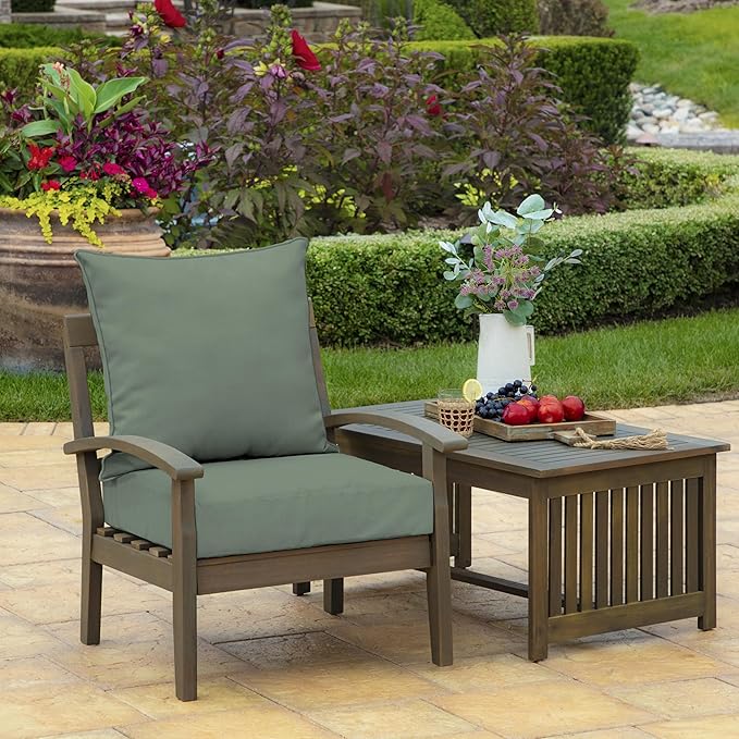 Arden earthFIBER Outdoor Deep Seat Cushion Set, 22 x 24, Deep Seat Bottom and Back Cushion for Chair, Sofa Sage Green Texture