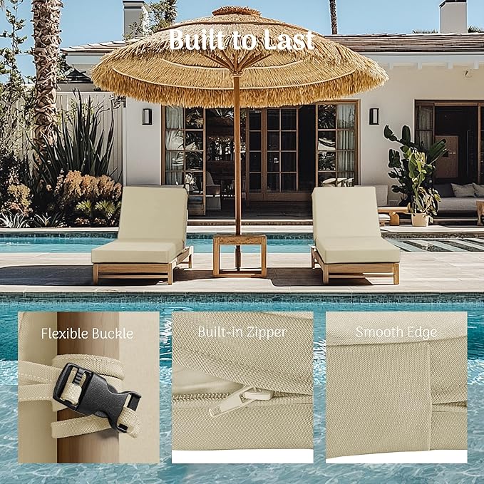 Codi Chaise Lounge Cushions Outdoor, Pool Lounges Chair Cushion Set, Waterproof for Patio Furniture, 80 x 26 x 3.5 Inch 1PK Beige