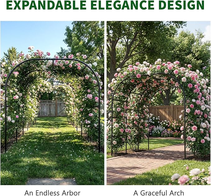 Tall Garden Arch Trellis for Climbing Plants, 88in Tall Metal Plant Support Trellis Archway for Climbing Plant Vegetables Cucumber, Outdoor Yard Lawn Garden Arch Tunnel Trellis