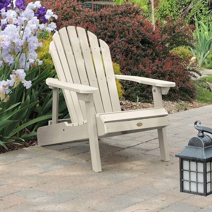 highwood Hamilton Made in the USA Folding and Reclining Adirondack Chair, Adult Size, Whitewash