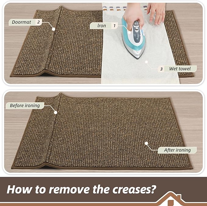 BEQHAUSE Dirt Trapper Door Mat 20" x 48", Non-Slip Washable Doormats Entrance Mat, Dirt Resistant and Absorbent Welcome Mat, Low Profile Floor Mats for Front Back Door and Entryway, Brown