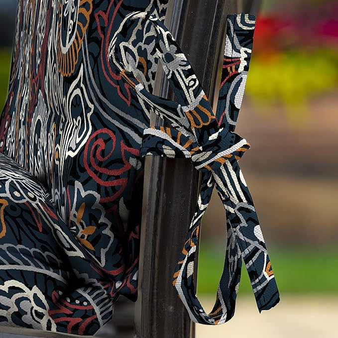 Arden Outdoor Chair Cushion, 21 x 20, Rain-Proof, Fade Resistant 20 x 21, Navy Palmira Paisley