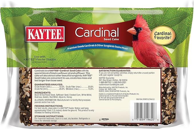 Kaytee Cardinal Seed Cake, Wild Bird Food, 1.85 Pounds (Pack of 2)