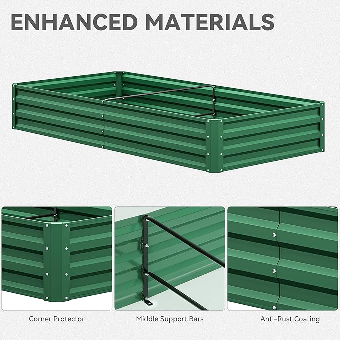 YITAHOME 72x36x12 in 2pcs Galvanized Raised Garden Bed Kit, Large Metal Planter Box with Gloves & Support Rod, Outdoor Flower Bed for Plants Vegetables, Black