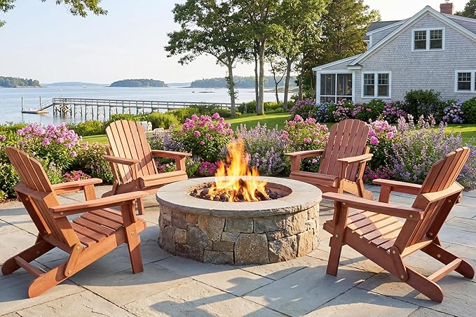 Oversized Wooden Folding Adirondack Chair with Pre-Assembled Backrest and Seat Board, Lounge Chair for Outdoor Patio Garden Lawn Backyard Firepit Deck Pool Beach