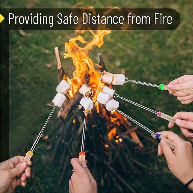 UNCO- Marshmallow Roasting Sticks, 20 Pack, 32”, Extendable Stainless Steel Smores Sticks for Fire Pit