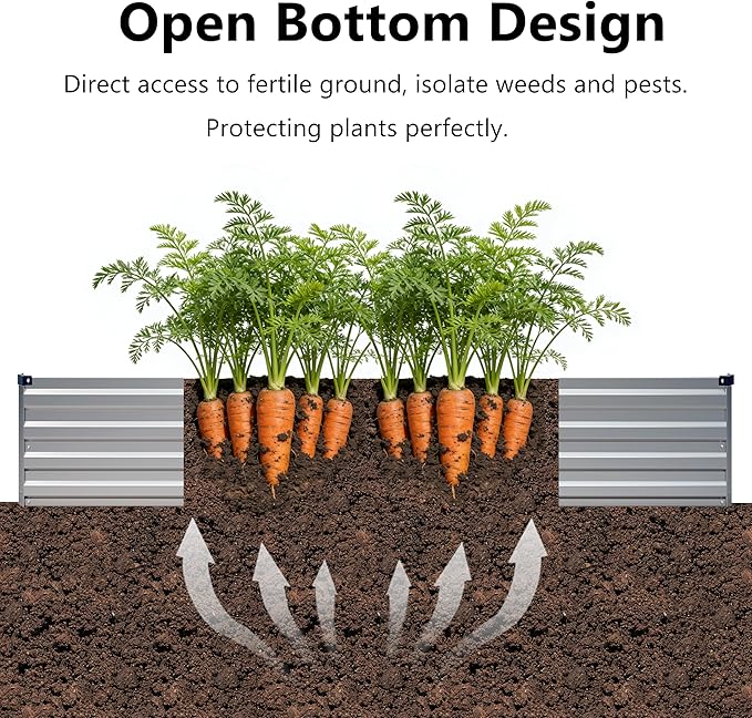 10x2x1 ft(2 Pack) Galvanized Raised Garden Bed,Outdoor Planter Box Metal Patio Kit Planting Bed for Vegetables Flowers and Succulents,Silver