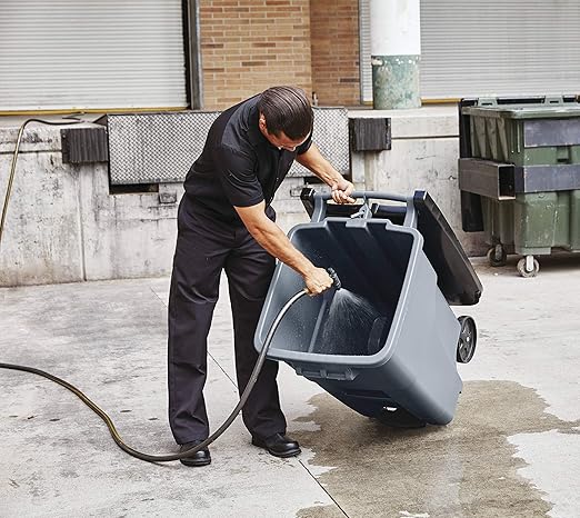 Rubbermaid Commercial Products BRUTE Rollout Heavy-Duty Wheeled Trash/Garbage Can, 32-Gallon, Gray, for Restaurants/Hospitals/Offices/Warehouses/Garage, Pack of 2