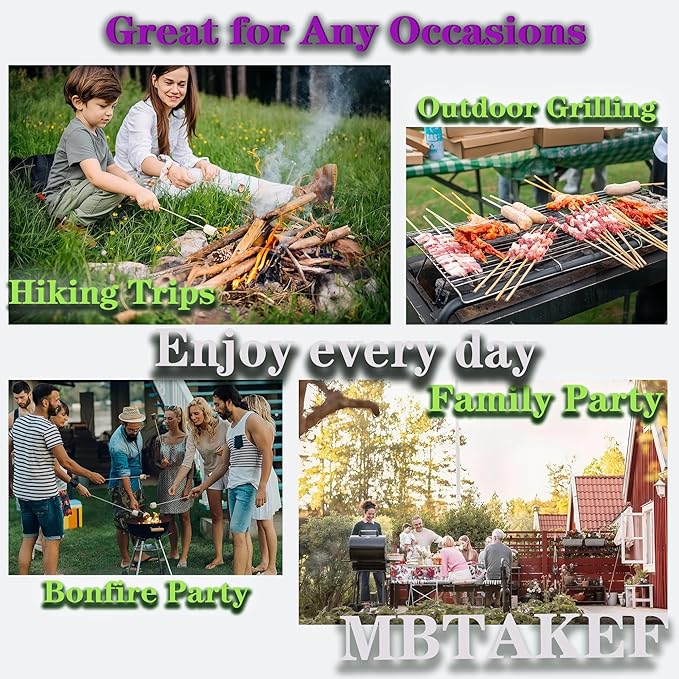 30" (120 PCS) Marshmallow Roasting Sticks,Extra Long Smores Skewers for Fire Pit,5mm Thick Bamboo Kabob Stick,Outdoor Barbecue Skewers for BBQ, Kebab,Grilling,Campfire,Hotdog
