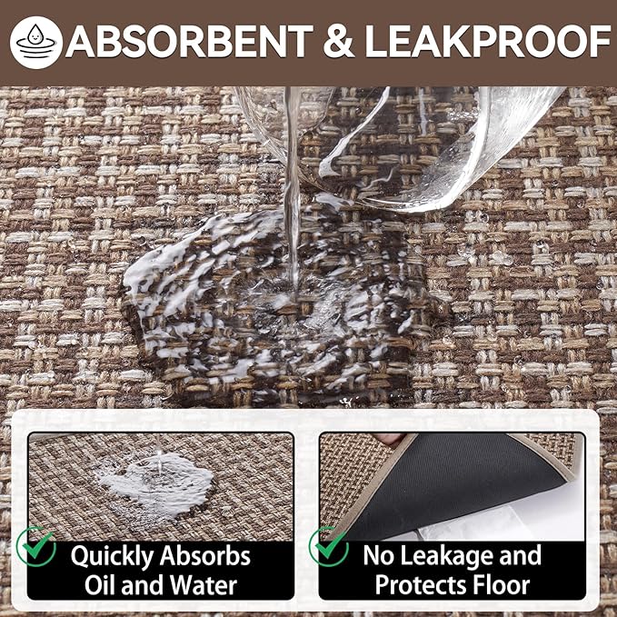 Indoor Door Mat 24"x72",Door Mat Indoor Entrance Dirt Resistant and Absorbent Non-Slip Rubber Backing Front Door Mats Washable Low-Profile Mats for Entryway, Inside Entrance Easy Clean Brown
