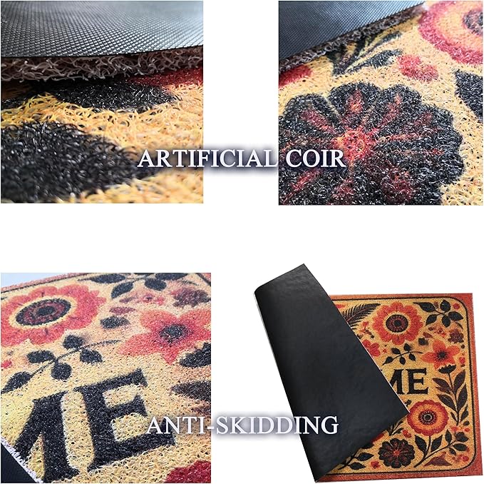 Outdoor Rug Door Mat, Welcome Mat Outdoor, Non-Slip Door Mat Outside Entrance, Stylish Welcome Mat, Entryway Rug, 19'x31' (16.WelcomeFlower)