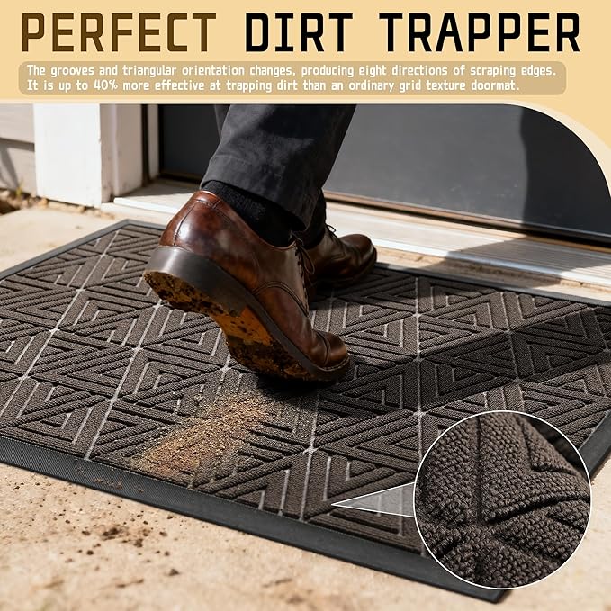Yimobra Large Door Mat 47x24, All-Weather Waterproof Non-Slip Welcome Matt Outdoor, Heavy Duty Non Slip Doormat for Entryway for Patio and Garage Indoor, Easy Clean, Brown