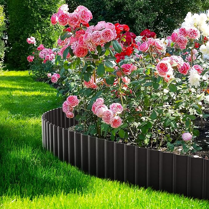 Corrugated Metal Garden Edging 6" x 100Ft, Landscape Edging Border for Lawn, Flower Bed, Garden Fence, Paver Edging (Black)