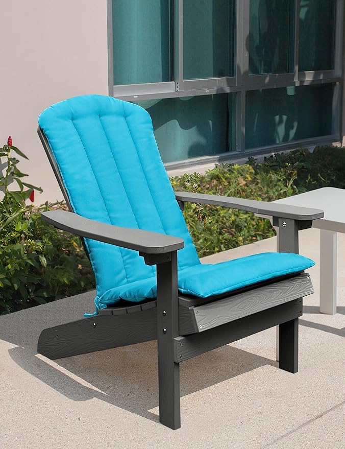 YEFU Adirondack Chair Cushion, Rocking Chair Cushions with Straps, Folding Patio Chair Pad for Indoor and Outdoor, 19.7x18.9x1.5 Inch, Aruba