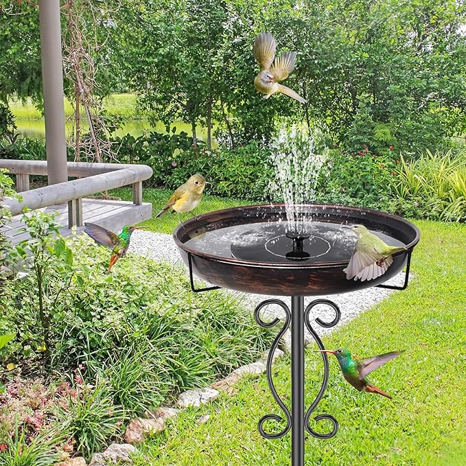 Metal Bird Bath for Outside, 40In Tall Vintage Freestanding Birdbaths & Birdfeeder, Outdoor Bird Bath Bowl with Sturdy 5-Pronged Base for Garden Patio Yard Lawn Decor (Vintage Bronze)