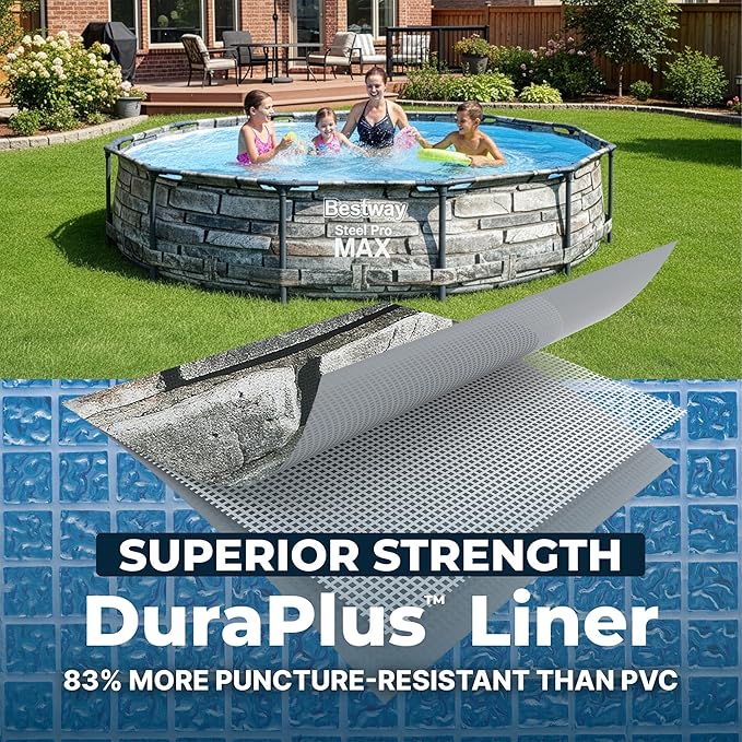 Bestway Steel Pro MAX 12' x 30" Above Ground Pool, Round Metal Frame Outdoor Swimming Pool Set with Filter Pump & Type I Cartridge, Stone Print