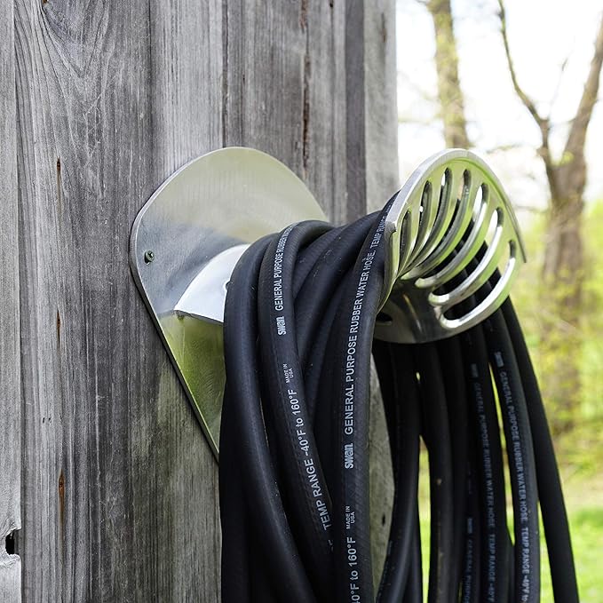 Kings County Tools 13" Cast Aluminum Hose Rack | Elegant Curved Design | Quality & Sturdy Material | Holds 100-Feet of 1/2” and 50-Feet of 5/8” Hose | Single Piece Attachment