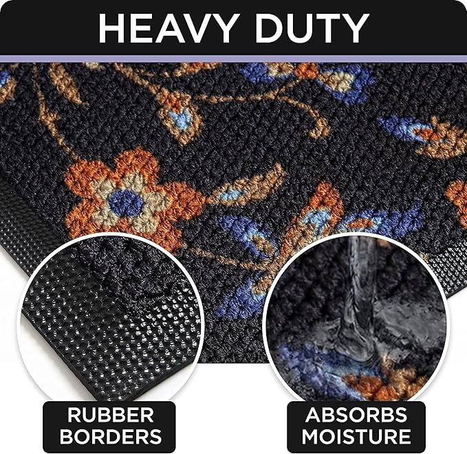 ubdyo Extra Durable Doormat - Heavy-Duty Absorbant Welcome Mat - Non-Slip Door Mat Outside - Easy to Clean Doormat Outdoor Entrance - Outdoor Mats for Front Door - 30'' x 17''