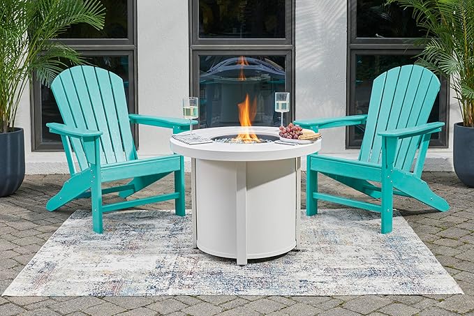 Signature Design by Ashley Sundown Treasure Outdoor Patio HDPE Weather Resistant Adirondack Chair, Blue
