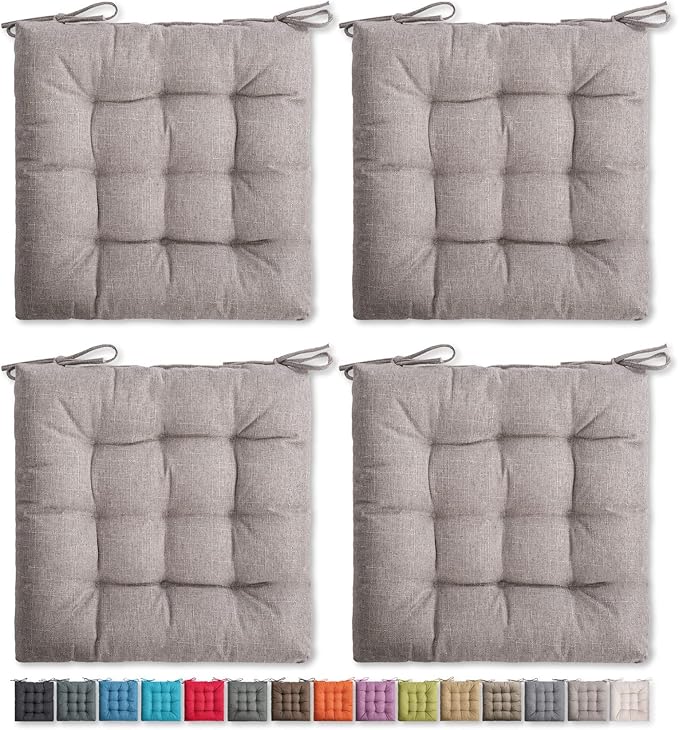 SQUARE MOON 4 Pack Chair Cushions, Seat Cushions, Chair Pads, Chair Mat for Indoor, Outdoor Dining Chair, Kitchen Chairs, Dining Room Chairs (16" × 16" × 4 Pack, Beige)