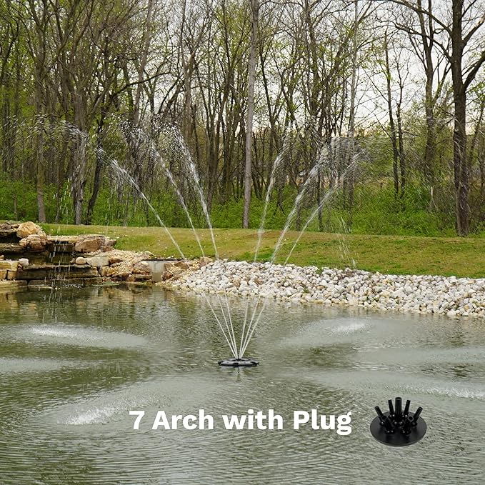HALF OFF PONDS Floating Fountain – 1.75 HP Pond Aerator with 100' Cord – 14,800 GPH Water Pump –11 Spray Patterns - Energy-Efficient - White LED Lights - for Large Ponds, Lakes & Water Gardens